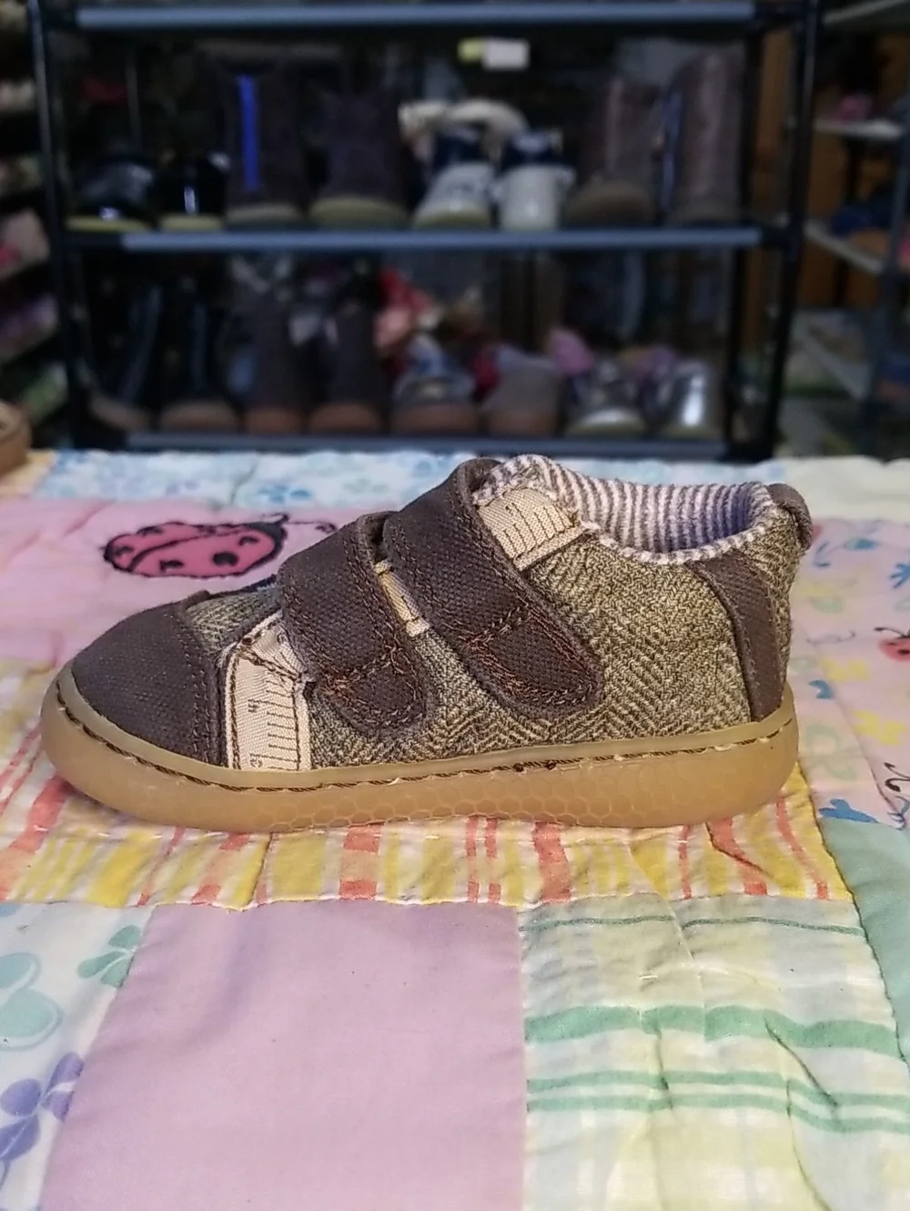 Livie & Luca Brown and Tan Toddler Velcro Walker Shoes Size 4